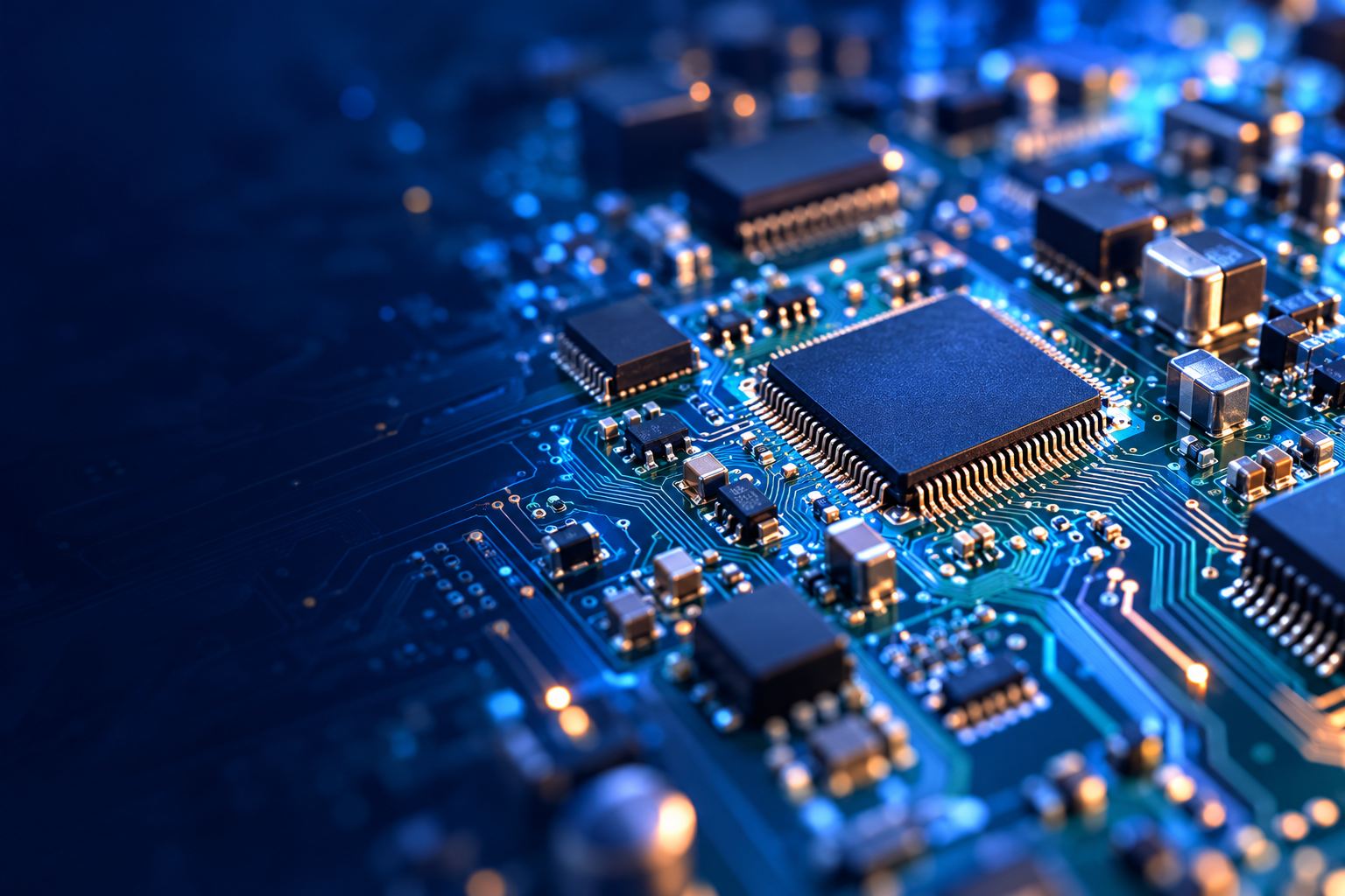 Close-up of a populated circuit board